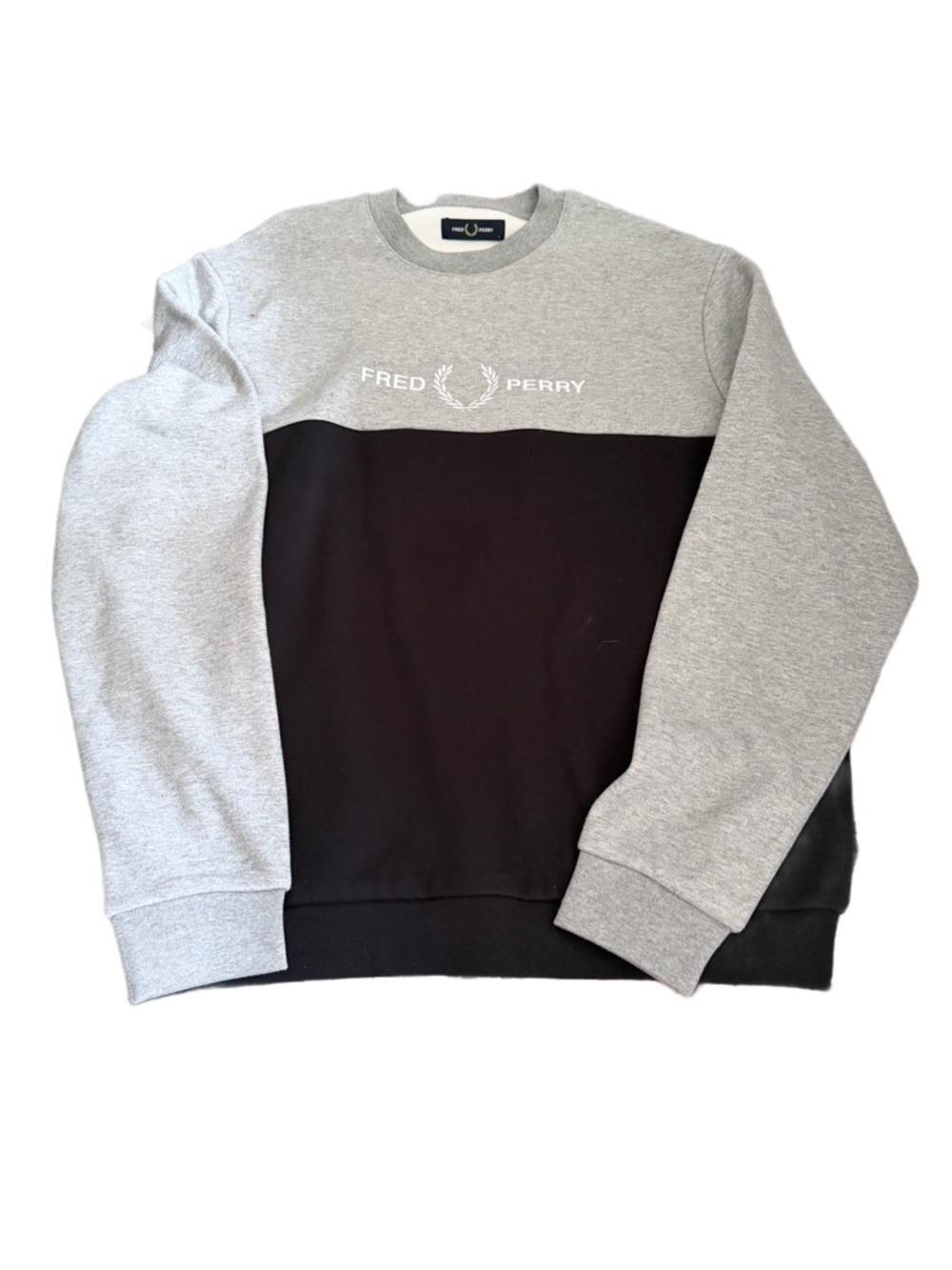 Fred Perry Two-Tone Grey and Black Crewneck Sweatshirt